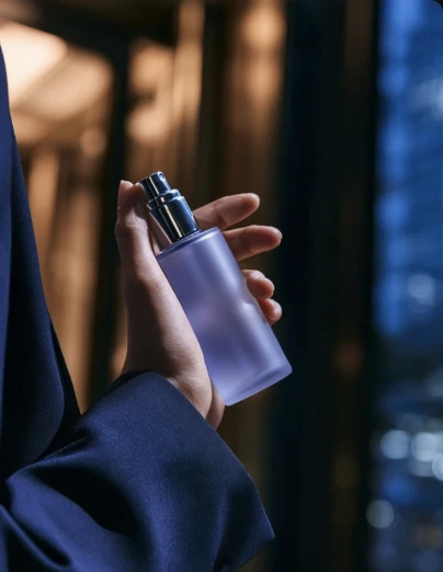 손에 든 미스트 보틀의 클로즈업
